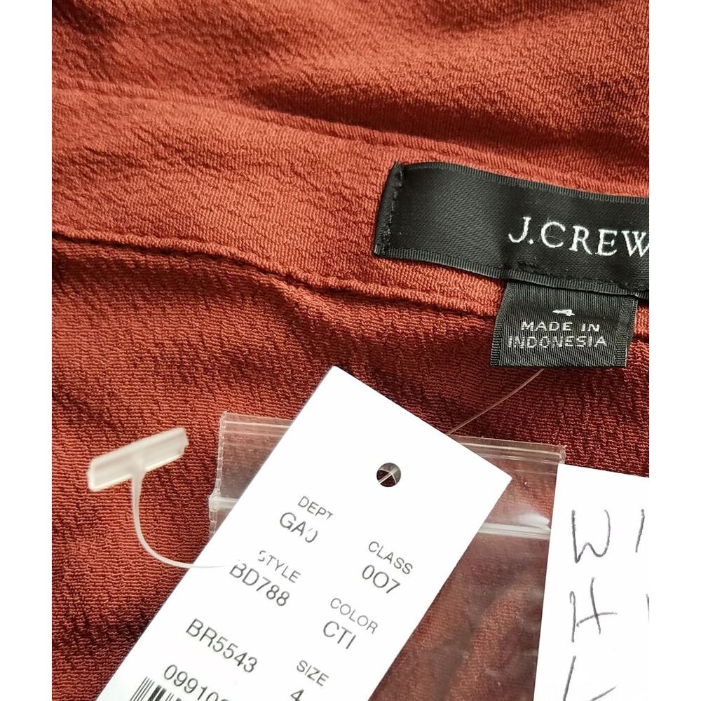 NEW NWT J.Crew Drapey Crepe Long Sleeve Wrap Top Clay Tile Size 4 - Picture 5 of 5